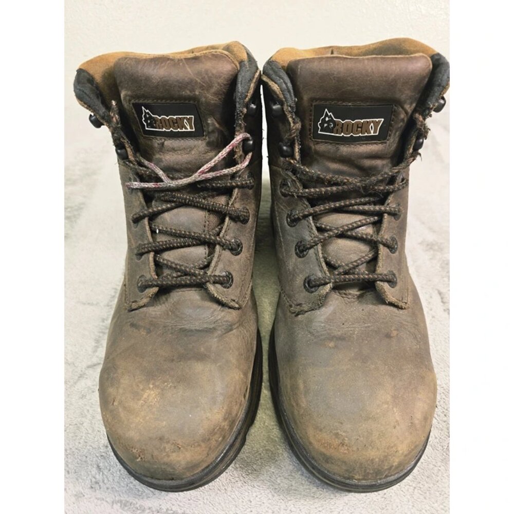 Rocky 6" Work Boots‎ Mens 9.5 Brown Safety Toe Slip Resistant F2413-11